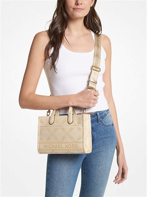 gigi small empire logo jacquard messenger bag 